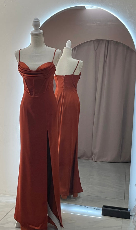 Vestido Terracota Satin
