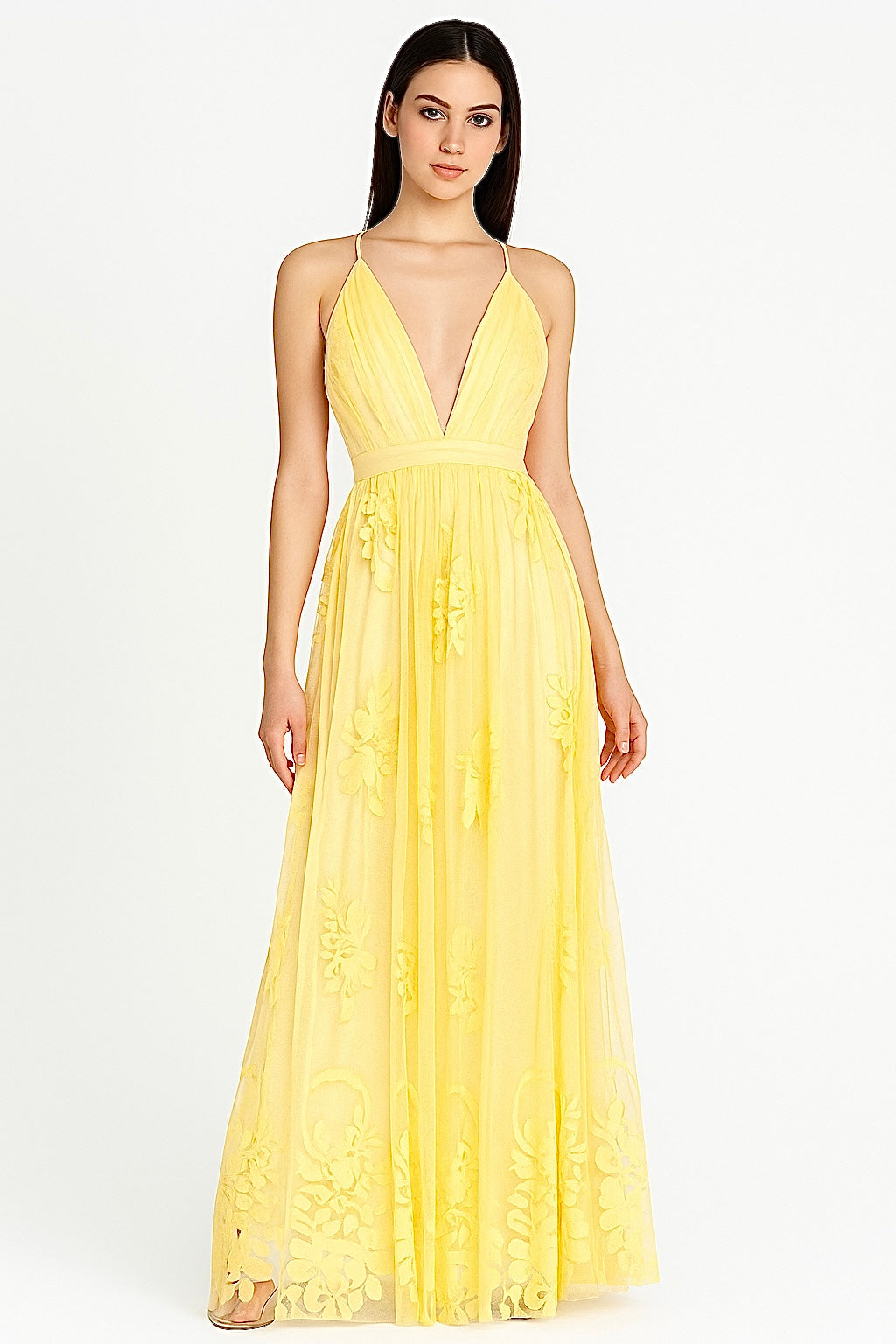 Vestido en V amarillo