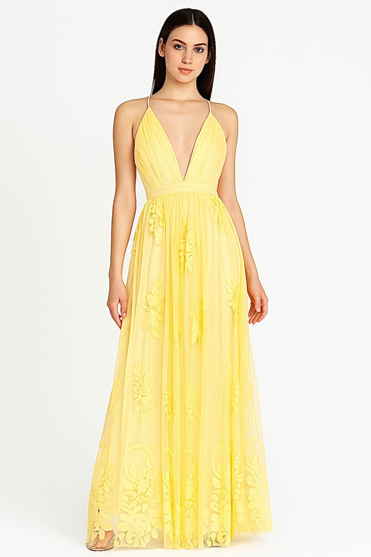 Vestido en V amarillo