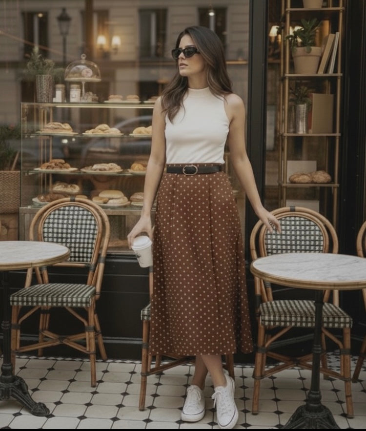 Falda midi polka dot